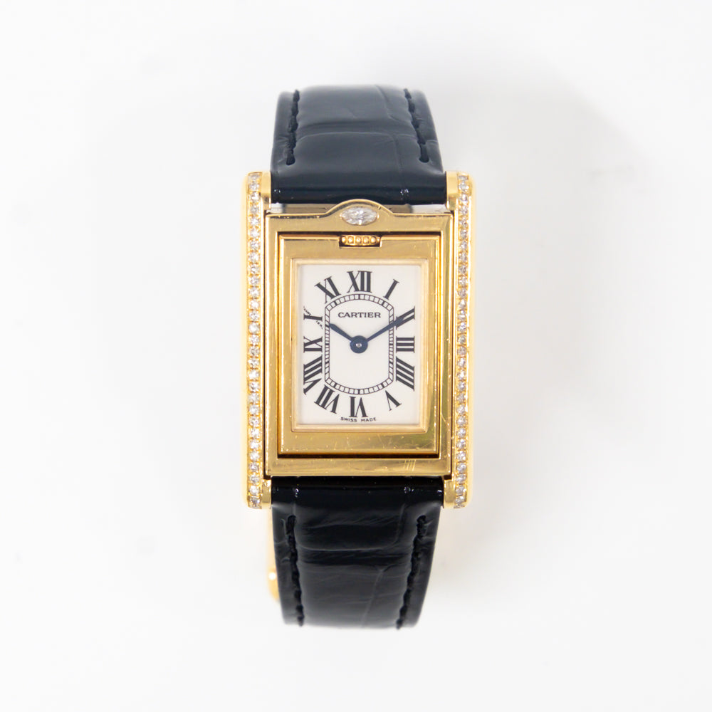 Tank Basculante Quartz Diamond Bezel - 23mm x 37mm - Yellow Gold WA202251