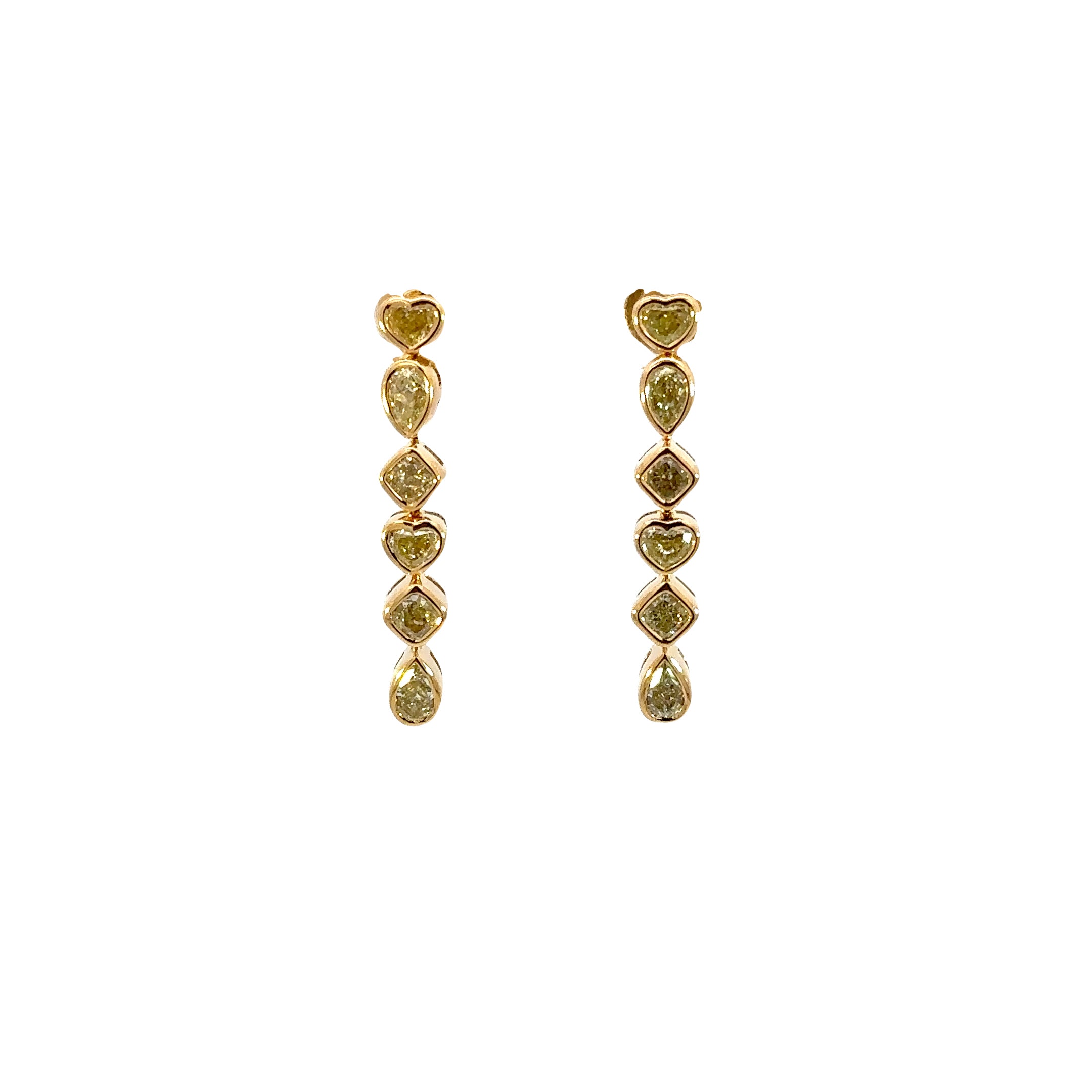 18k Yellow Gold Fancy Diamond Dangle Earrings