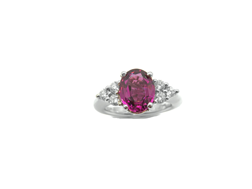 Platinum Rhodolite Garnet & Diamond Ring – 3.70 Carats