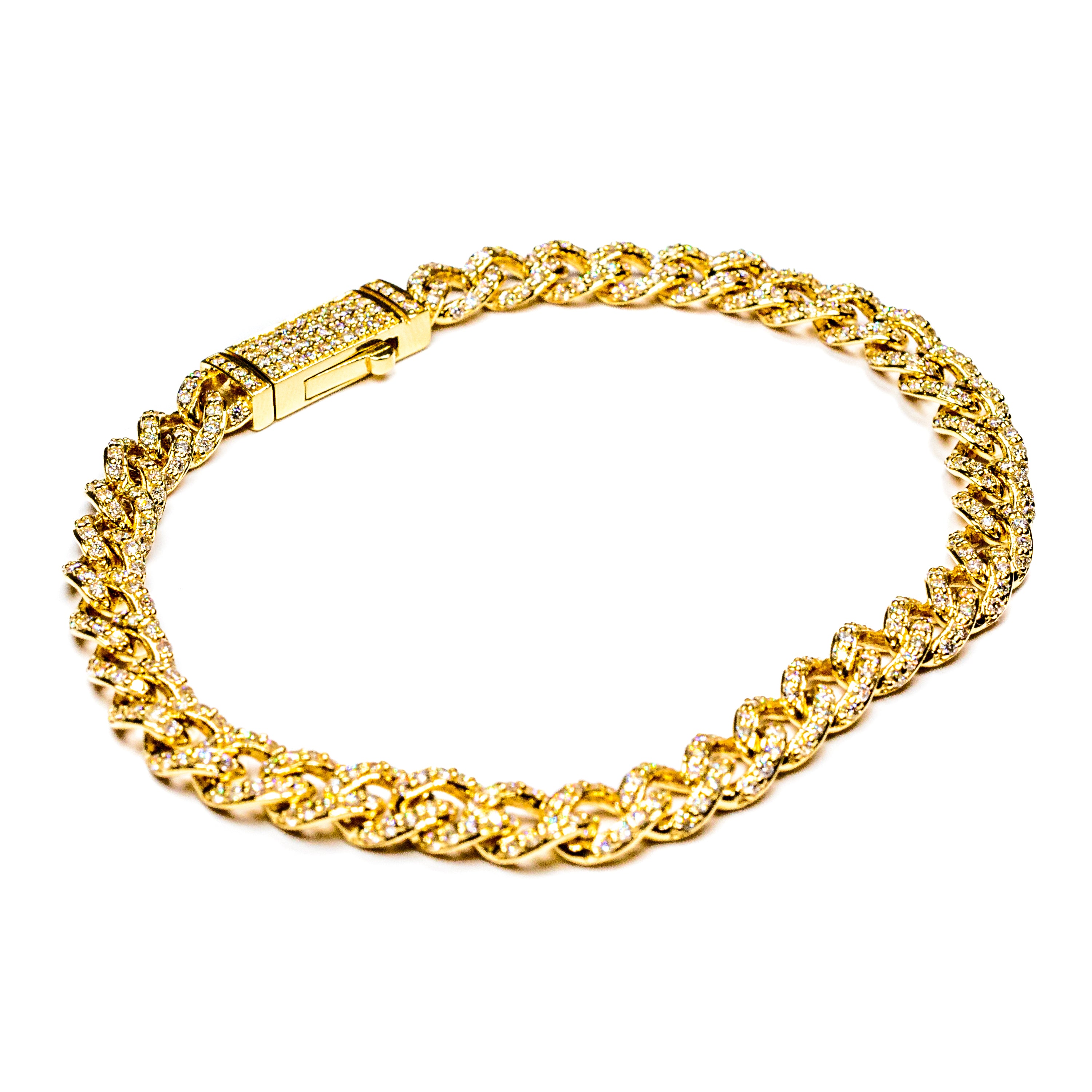 14kt Yellow Gold 2.5ct Diamond Cuban Link Bracelet
