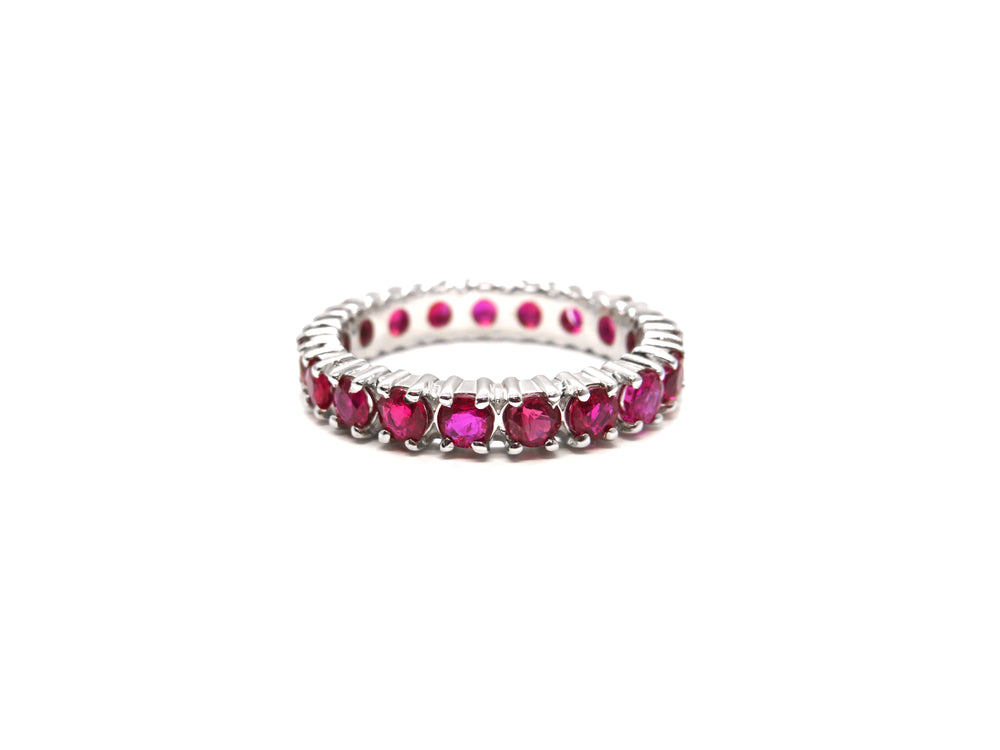 14K White Gold Ruby Eternity Band Ring