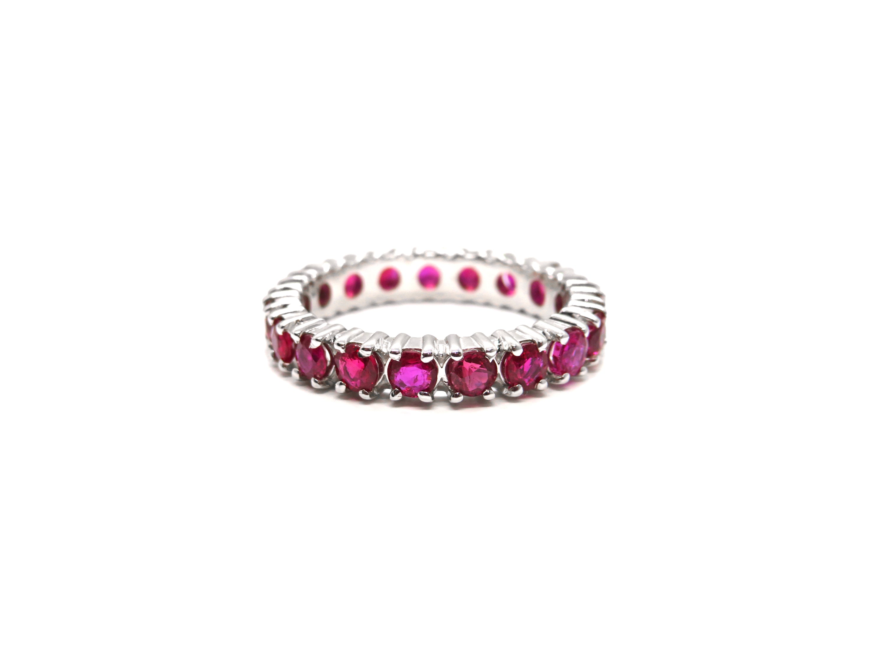 14K White Gold Ruby Eternity Band Ring