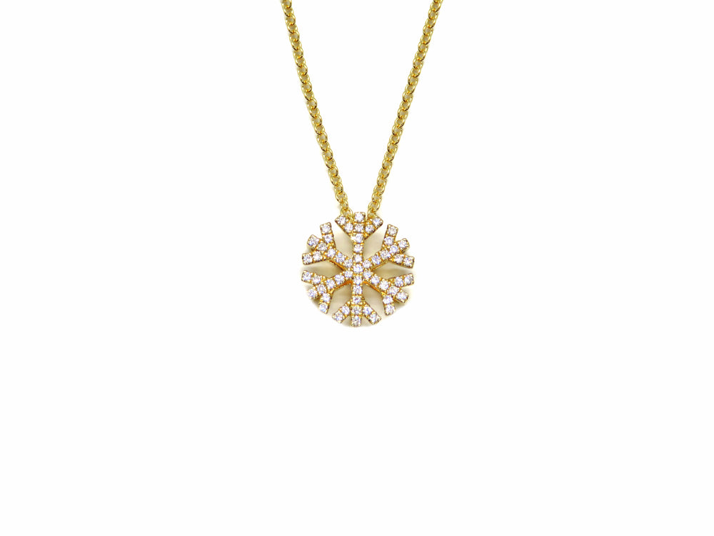 14kt Yellow Gold Diamond Snowflake Necklace