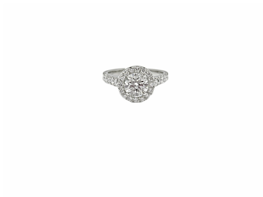 Plat eng. ring w/ 0.66cts halo