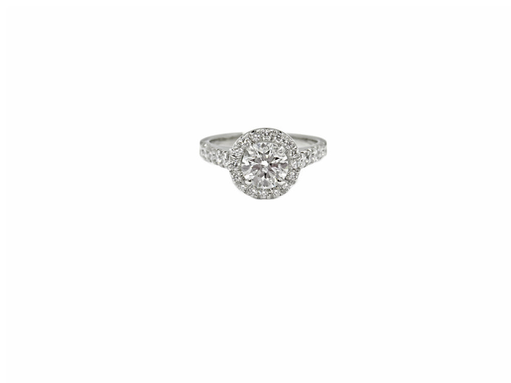 Platinum Engagement Ring Mounting w/ Diamond Halo