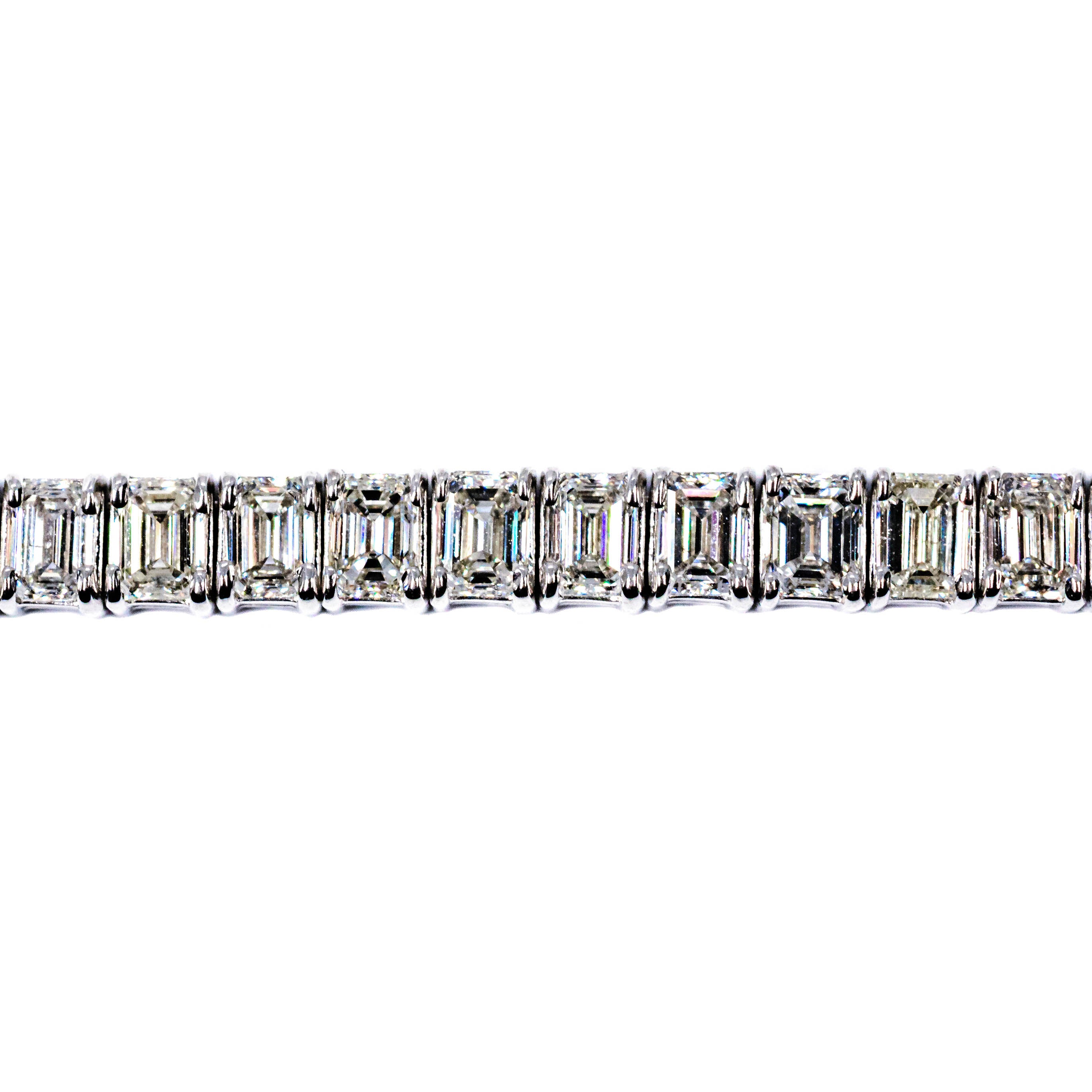 Platinum Emerald Cut 10ct Diamond Tennis Bracelet