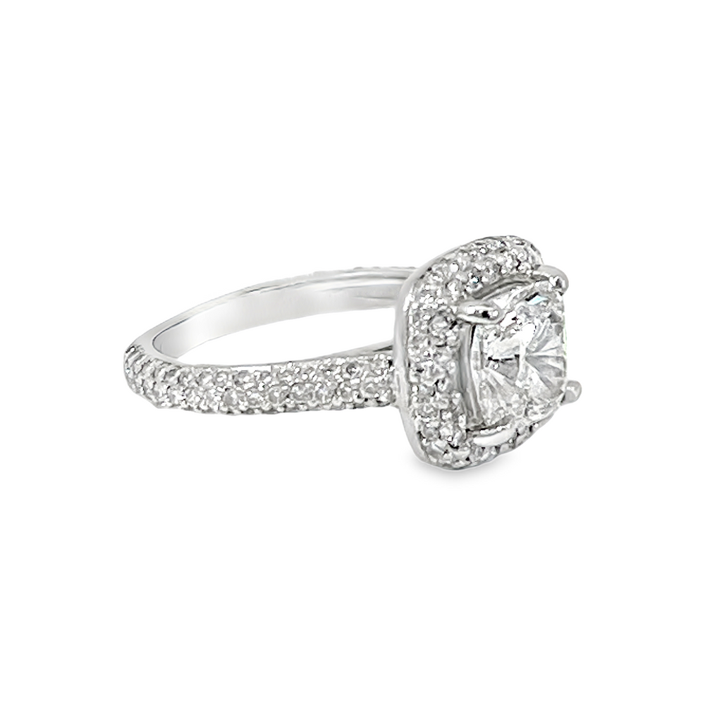 Estate Platinum GIA 1.92ct Cushion Cut Diamond Halo Engagement Ring