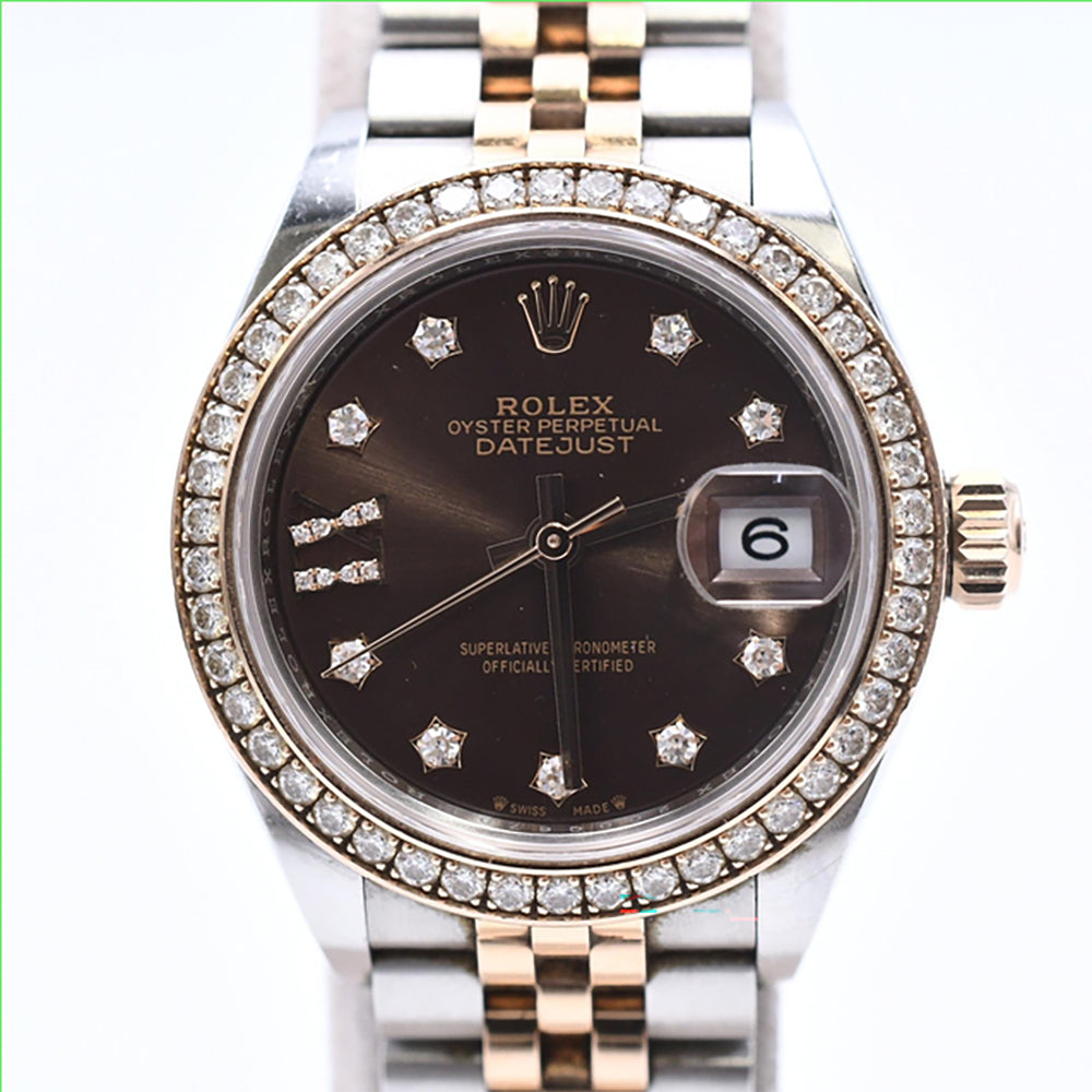 Datejust 28mm Diamond Bezel Steel and Rose Gold 279381RBR