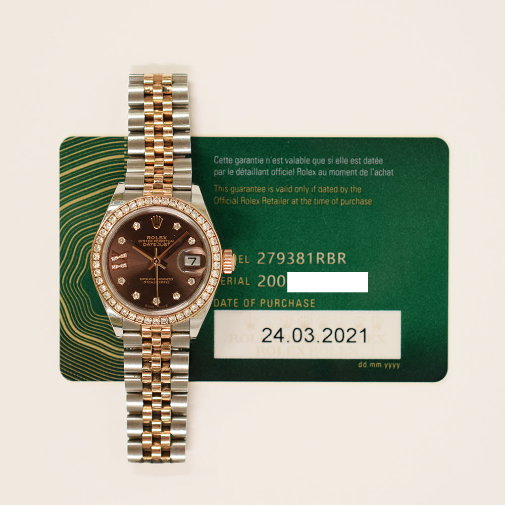 Datejust 28mm Diamond Bezel Steel and Rose Gold 279381RBR