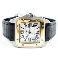 Santos 100 51mm x 38 mm Steel and Yellow Gold W20072X7