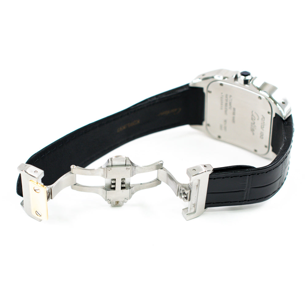 Santos 100 51mm x 38 mm Steel and Yellow Gold W20072X7