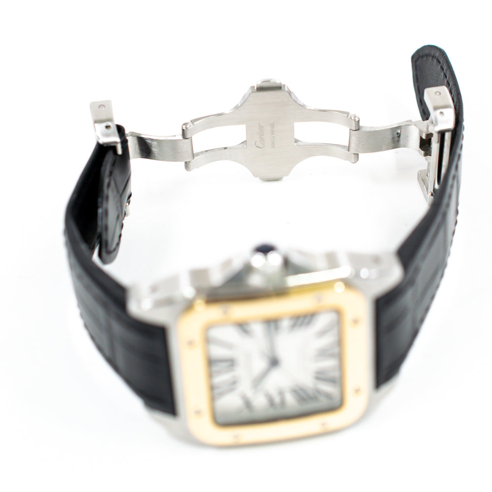 Santos 100 51mm x 38 mm Steel and Yellow Gold W20072X7