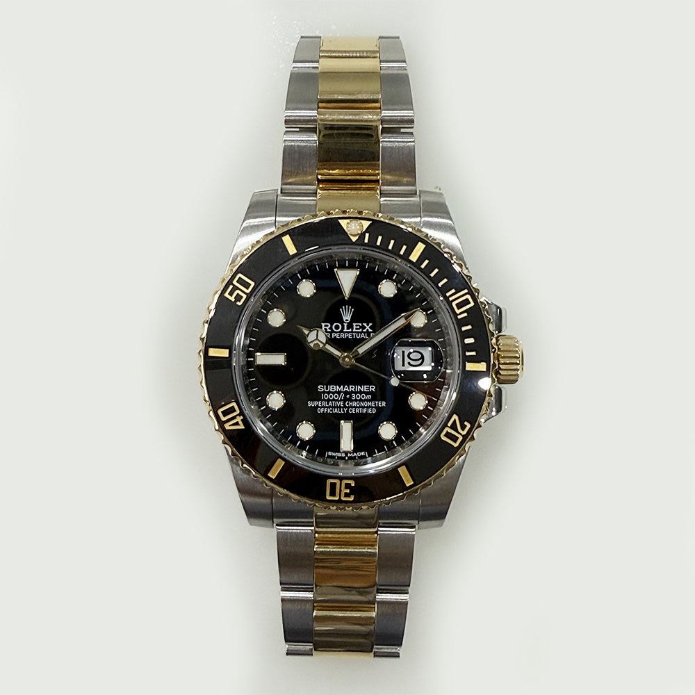 Submariner Date 40mm Black Bezel Steel and Yellow Gold 116613LN