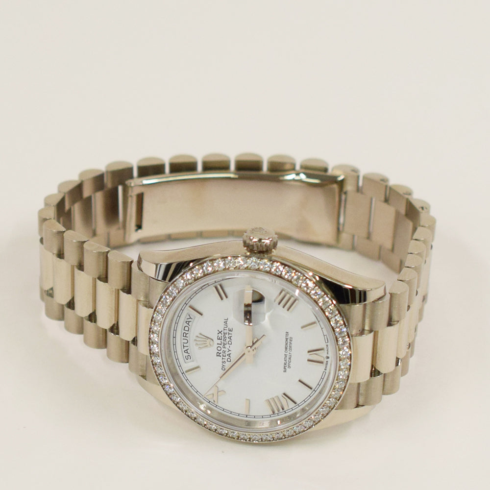 Day-Date 36mm Diamond Bezel Diamond Dial White Gold 128349RBR