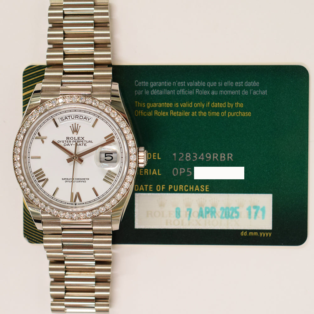 Day-Date 36mm Diamond Bezel Diamond Dial White Gold 128349RBR