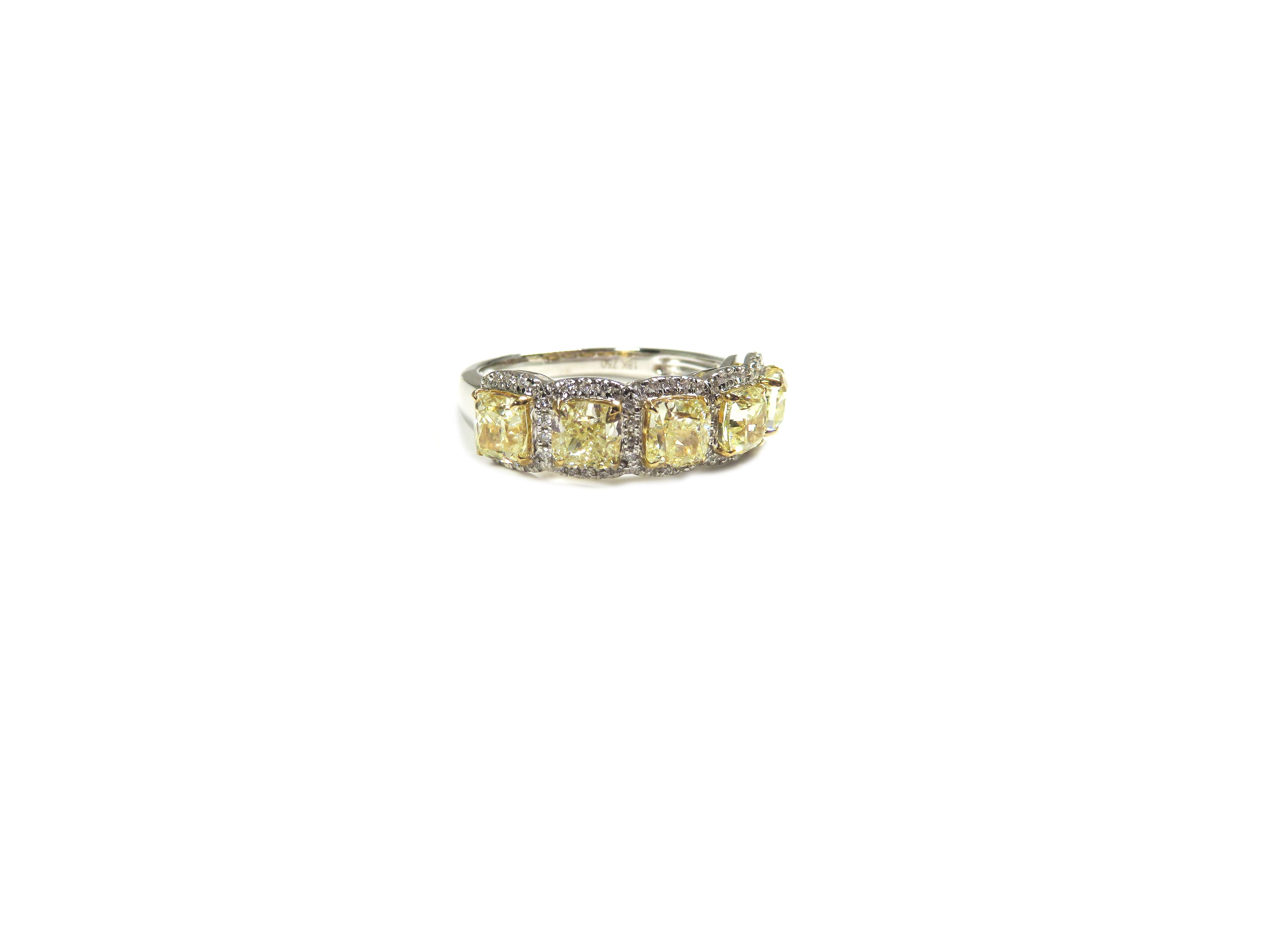 18kt Two-Tone Five-Yellow Diamond Ring