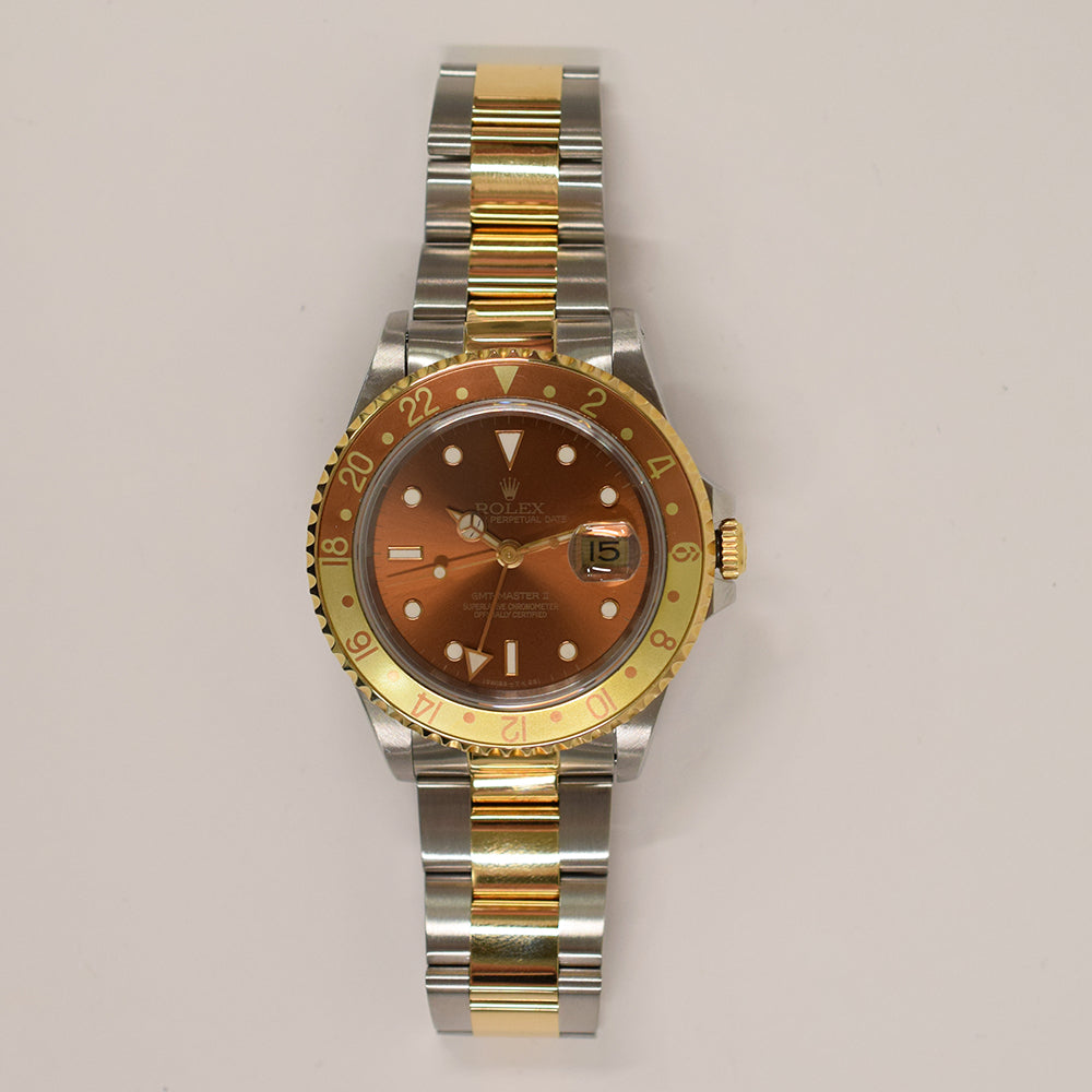 ラジャス　ゴールドゲルマニウム GMT-Master II 40mm Aluminium Bezel 16713 – Golden Anvil Jewelers