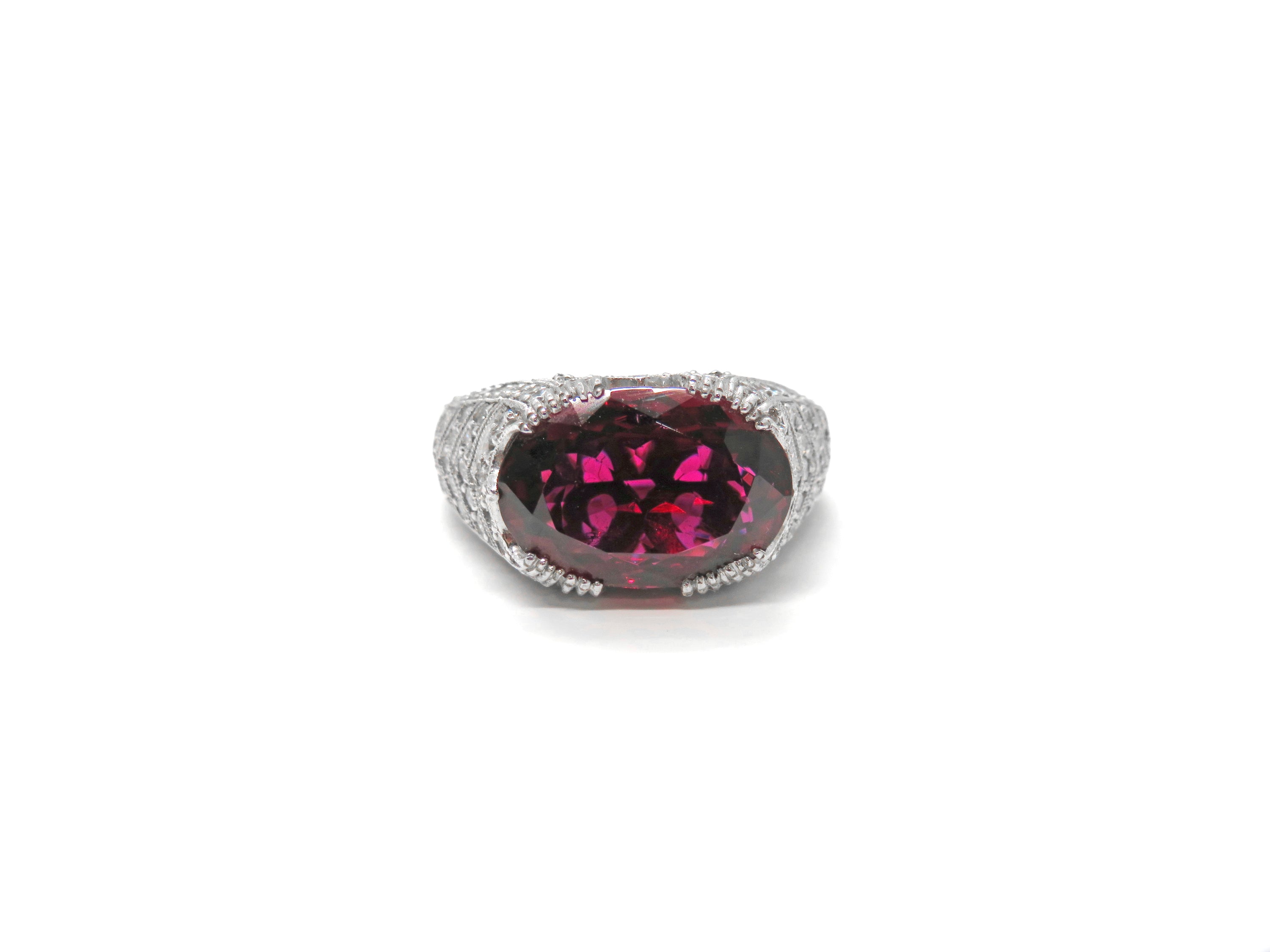 18K White Gold Rubellite & Diamond Ring – 5.03ct Rubellite