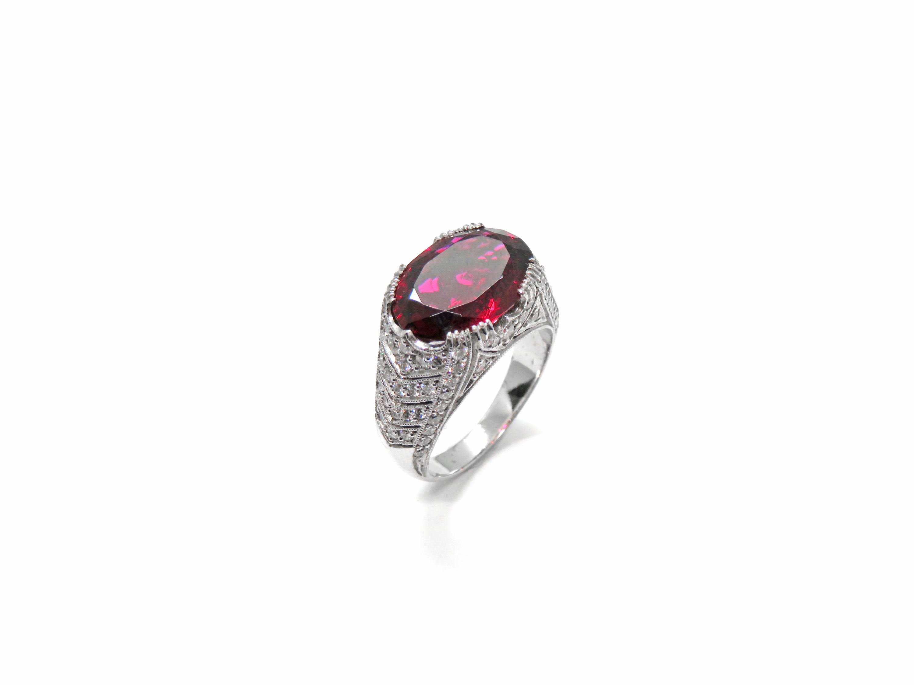 18K White Gold Rubellite & Diamond Ring – 5.03ct Rubellite