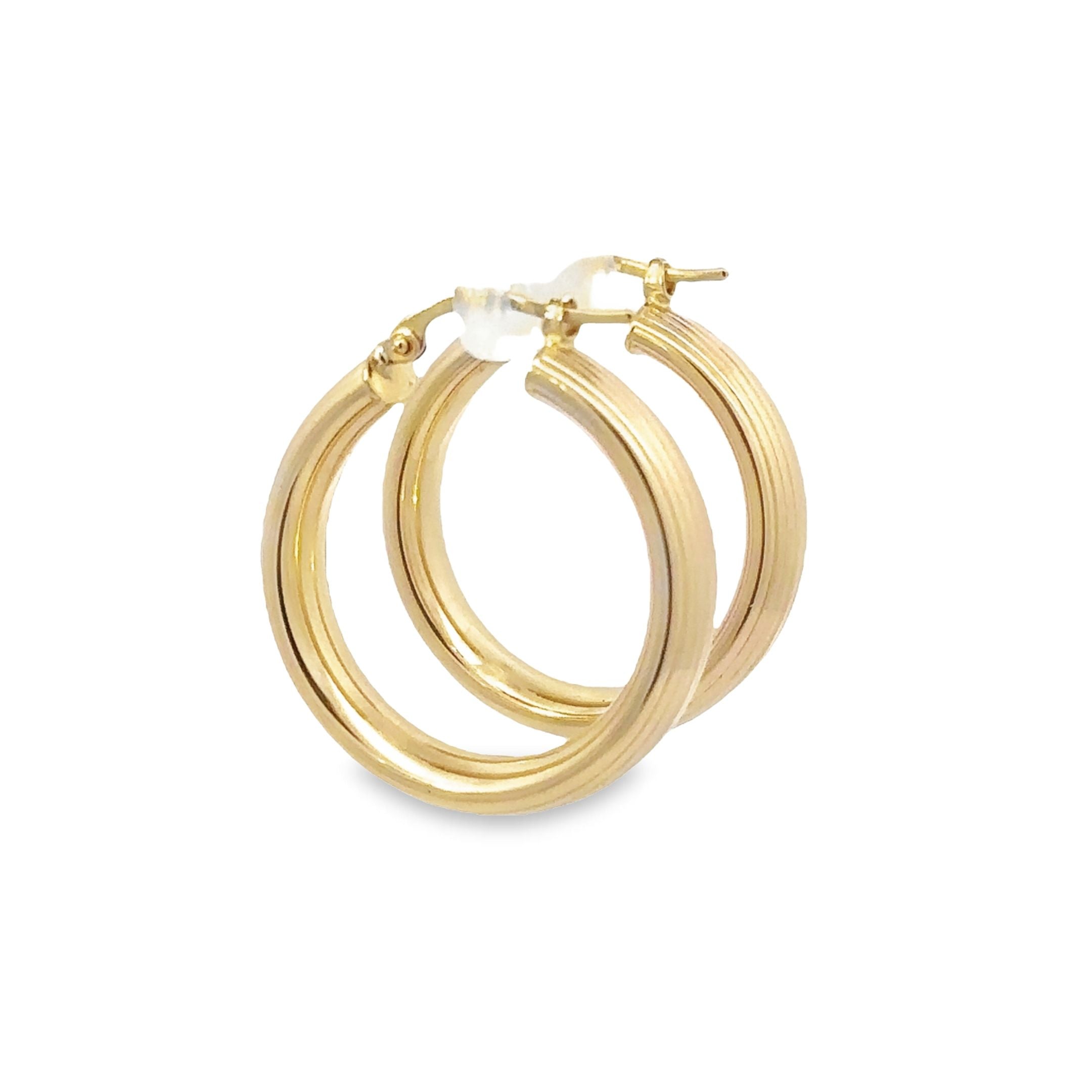 Estate 14K Yellow Gold Textured Hoop Earrings