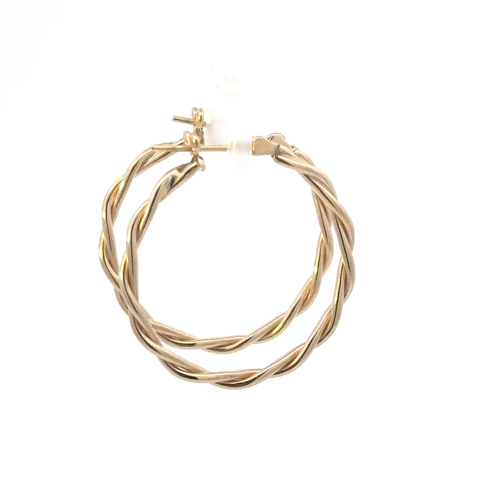 Estate 14K Yellow Gold Twisted Hoop Earrings – Classic Vintage Hoops