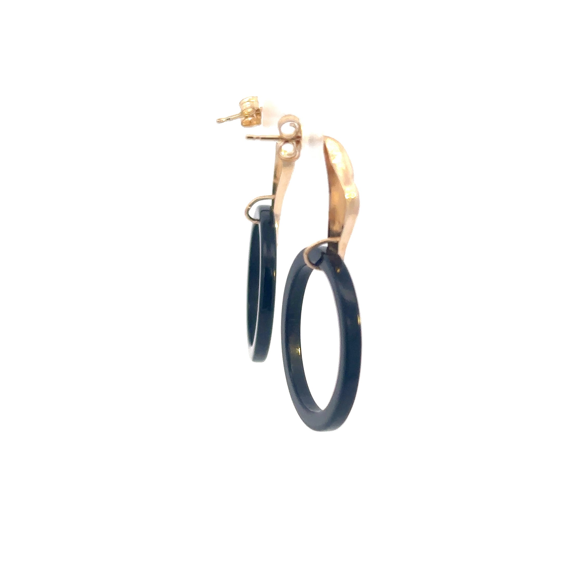 -E- 14kt yg & Onyx Circle Earr