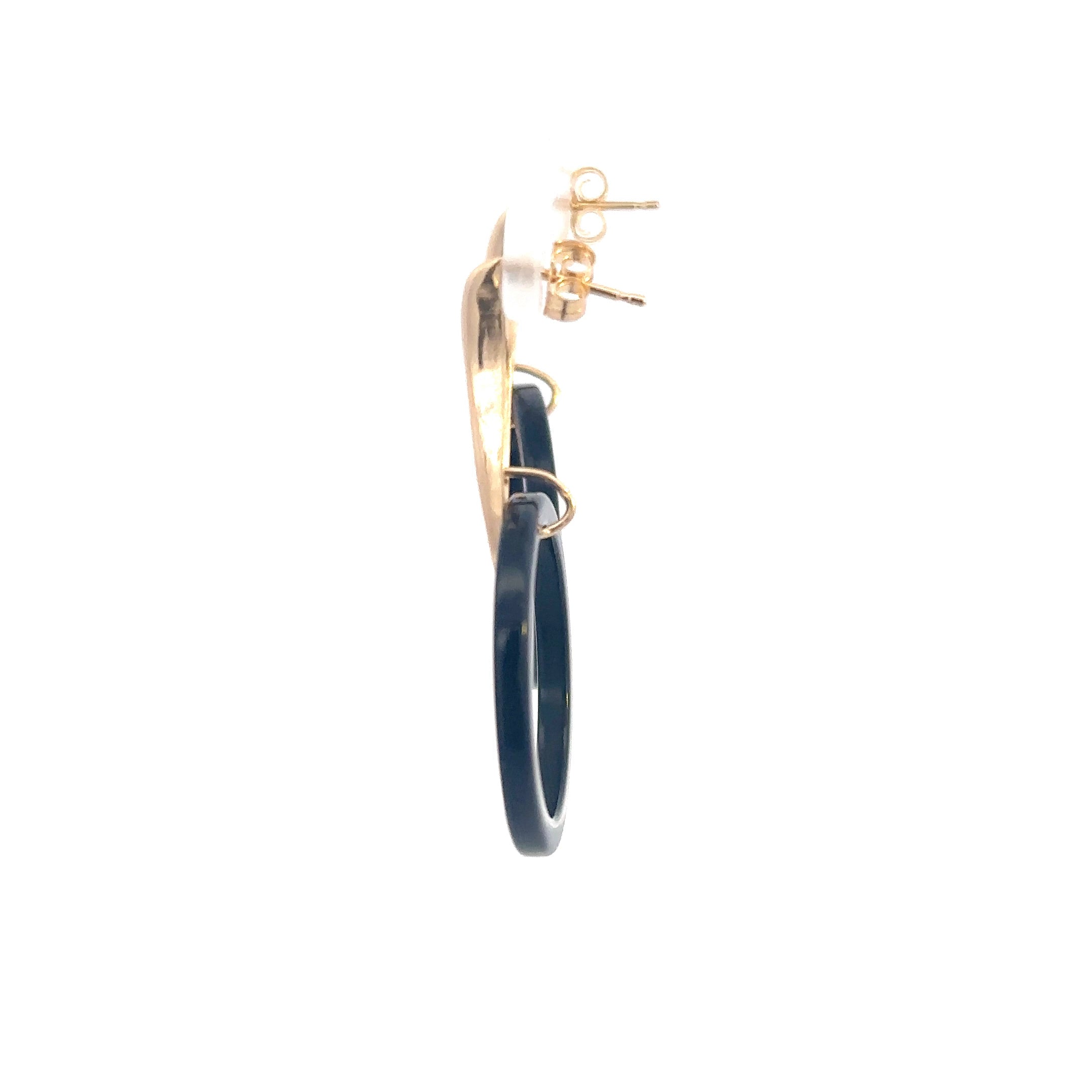 -E- 14kt yg & Onyx Circle Earr
