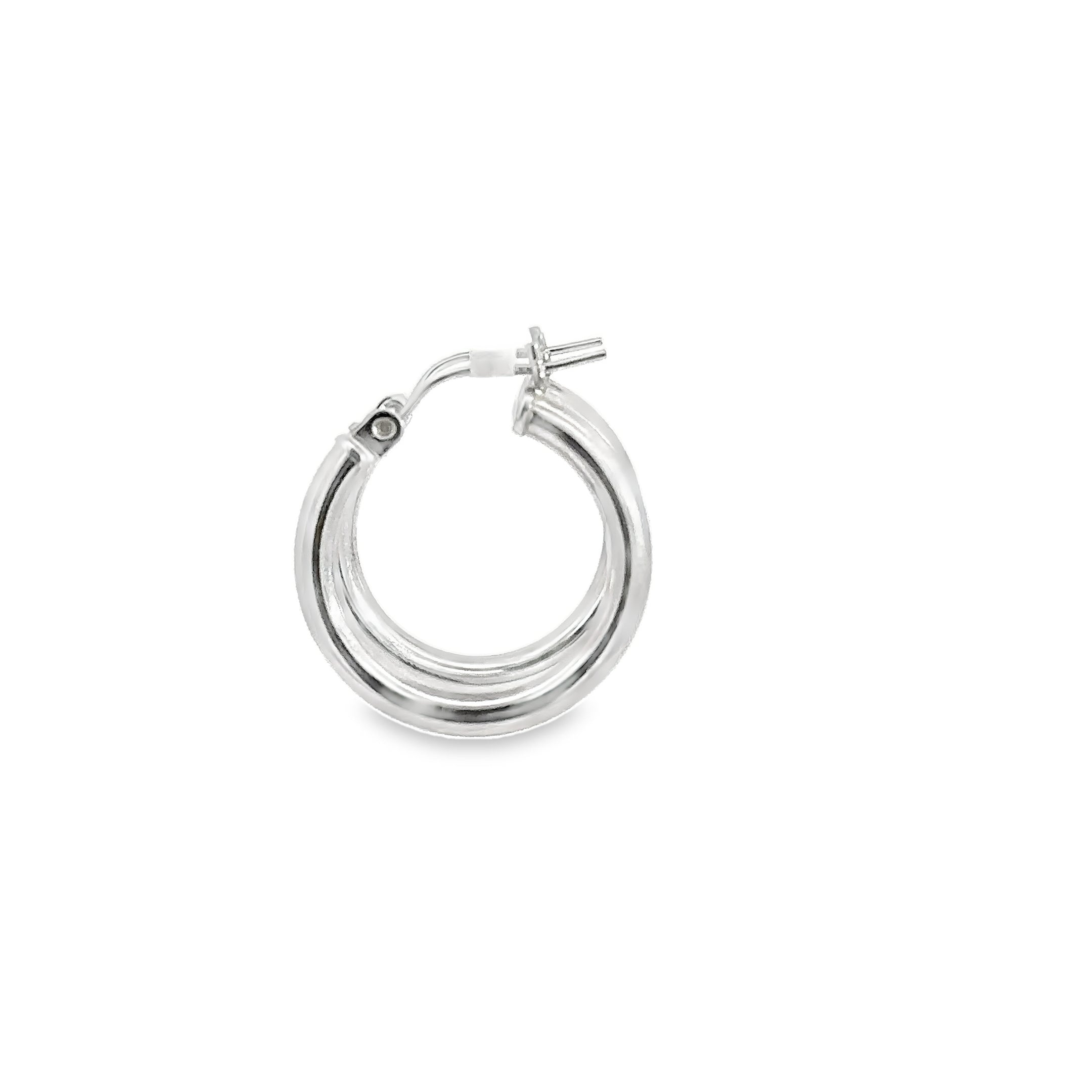 -E- 14kt White Gold Hoops