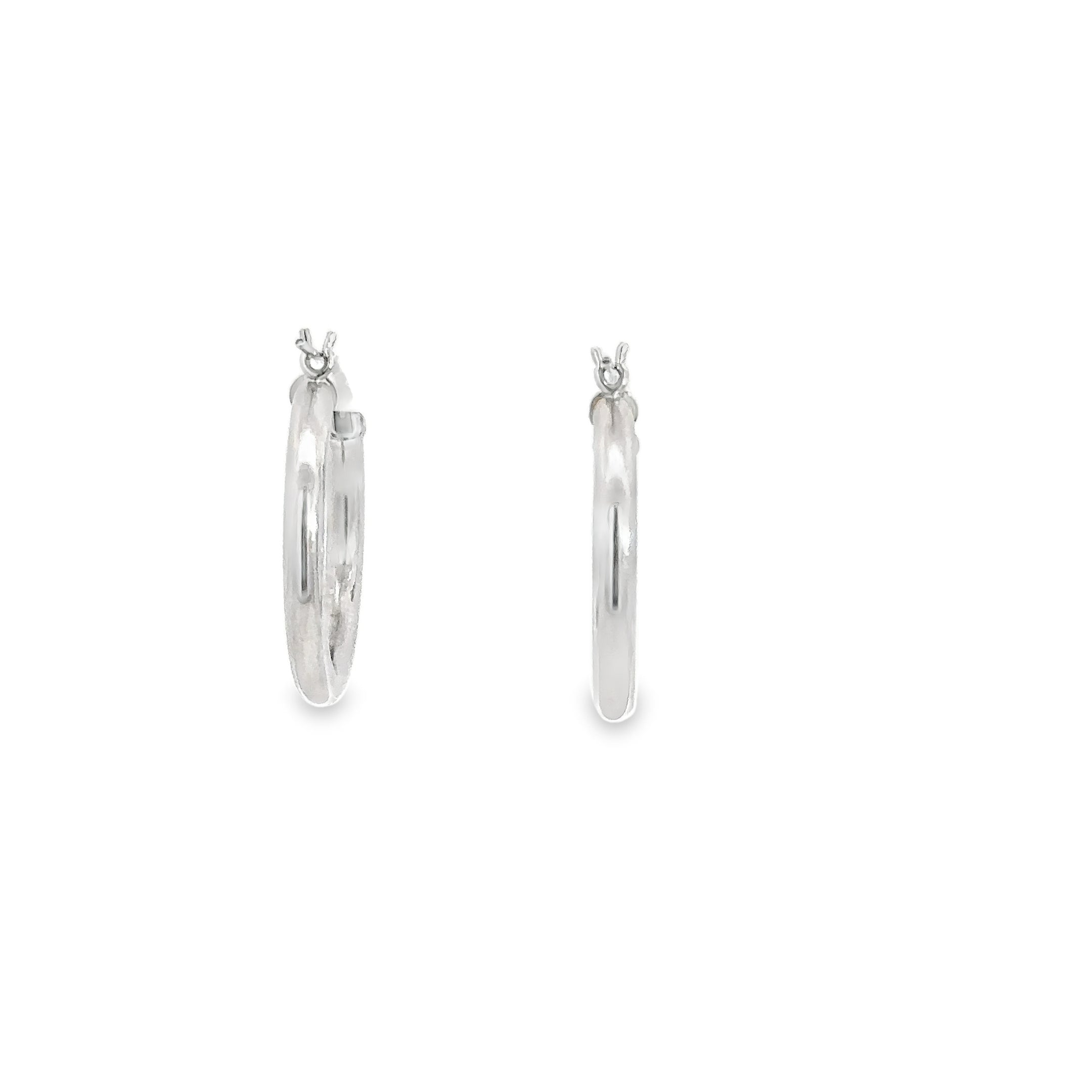-E- 14kt White Gold Hoops