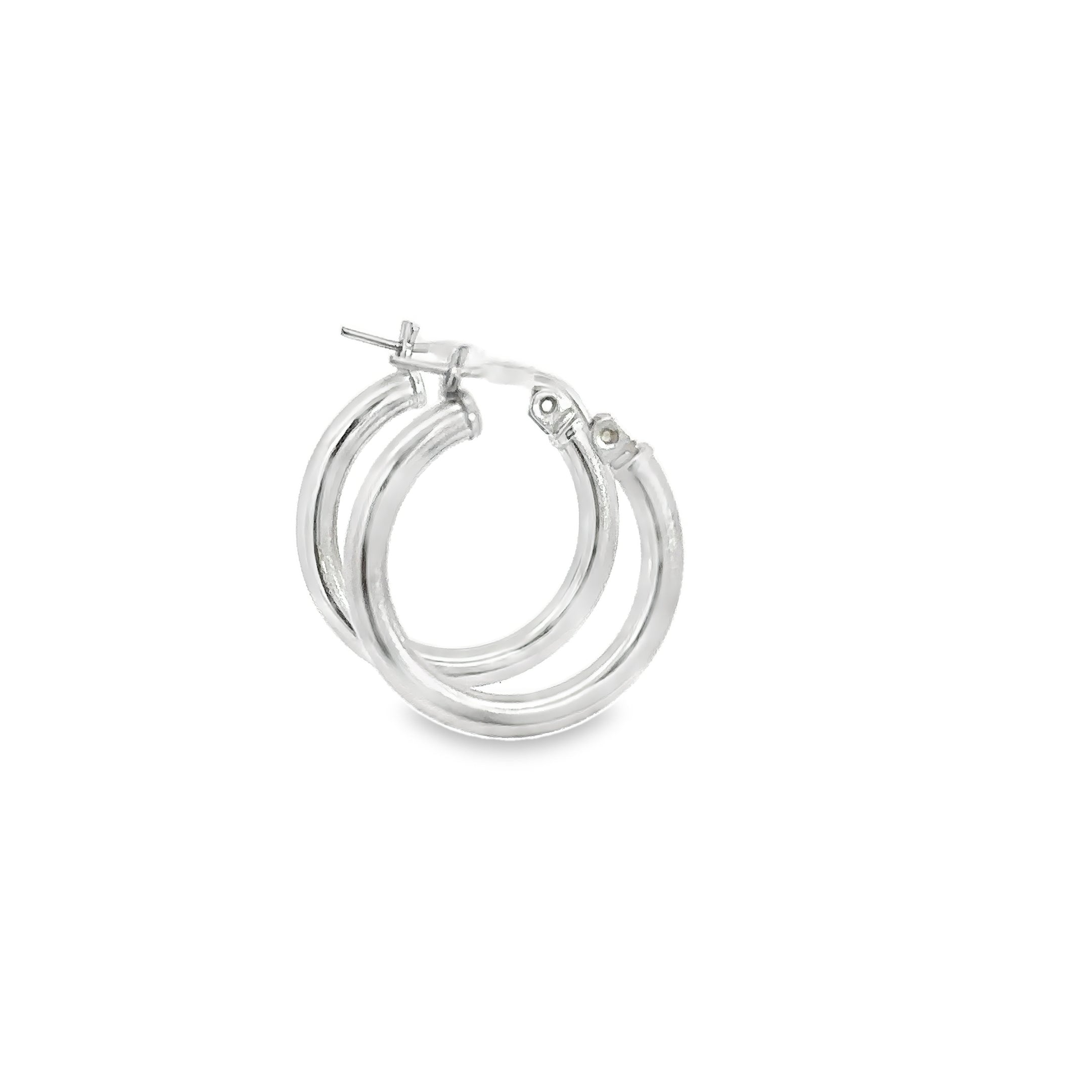 -E- 14kt White Gold Hoops