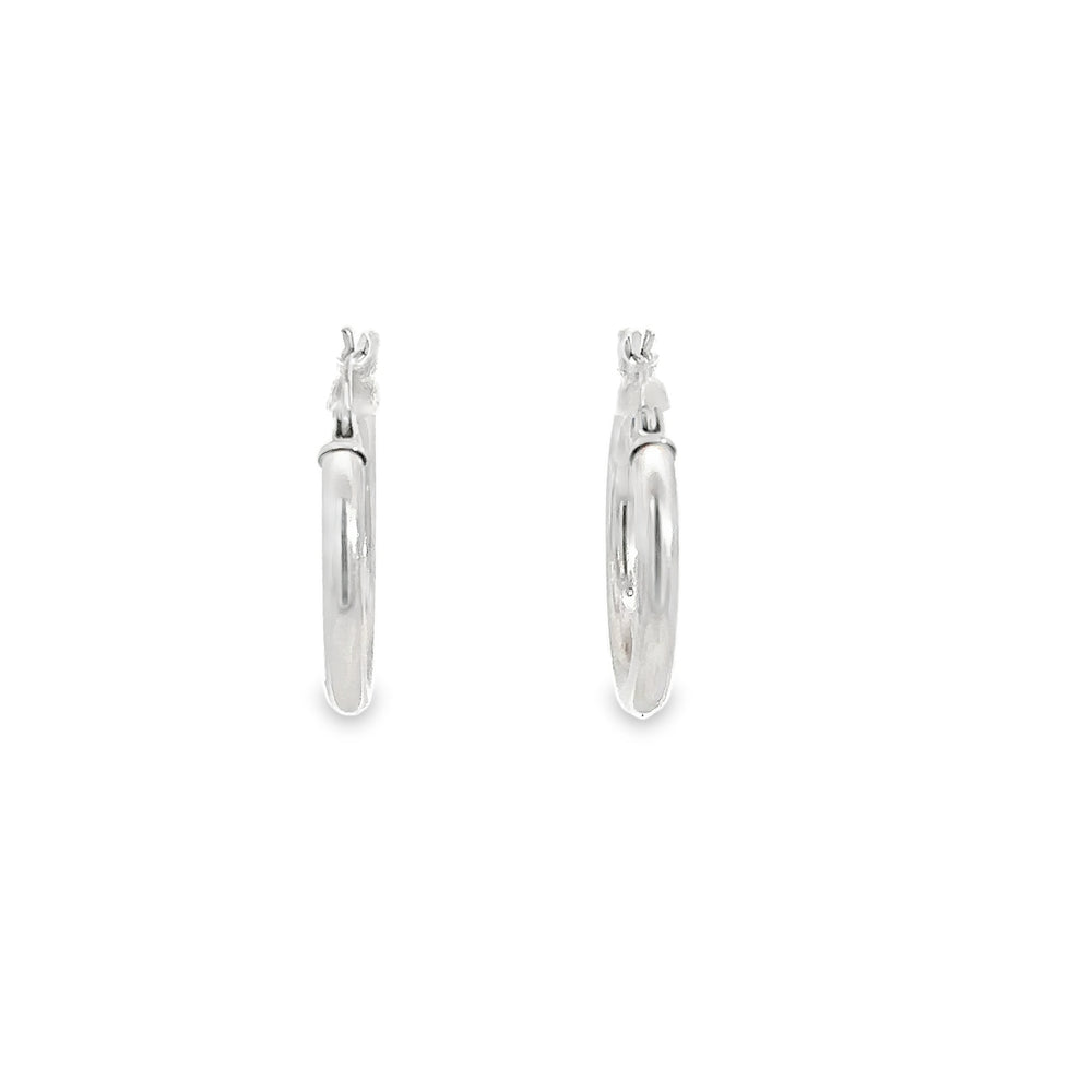 -E- 14kt White Gold Hoops