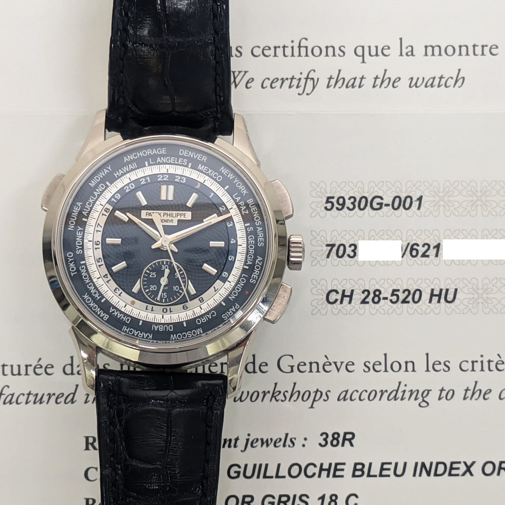 World Time 39.5mm Flyback Chronograph - White Gold 5930G-001