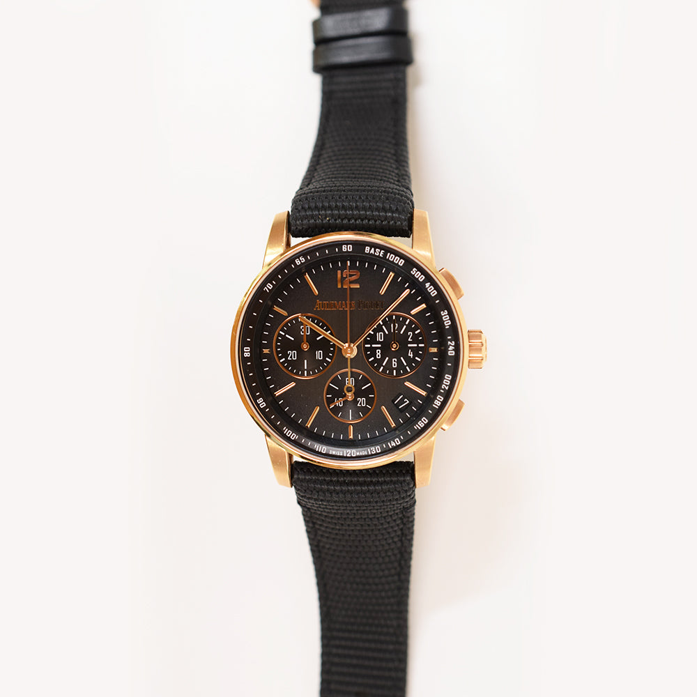 Code 11.59 41mm Rose Gold Black Rubber-Coated Strap 26393NR.OO.A002KB.01