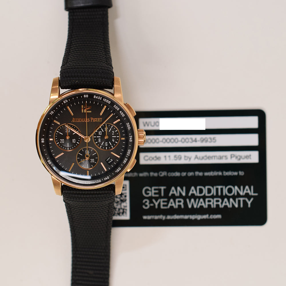 Code 11.59 41mm Rose Gold Black Rubber-Coated Strap 26393NR.OO.A002KB.01