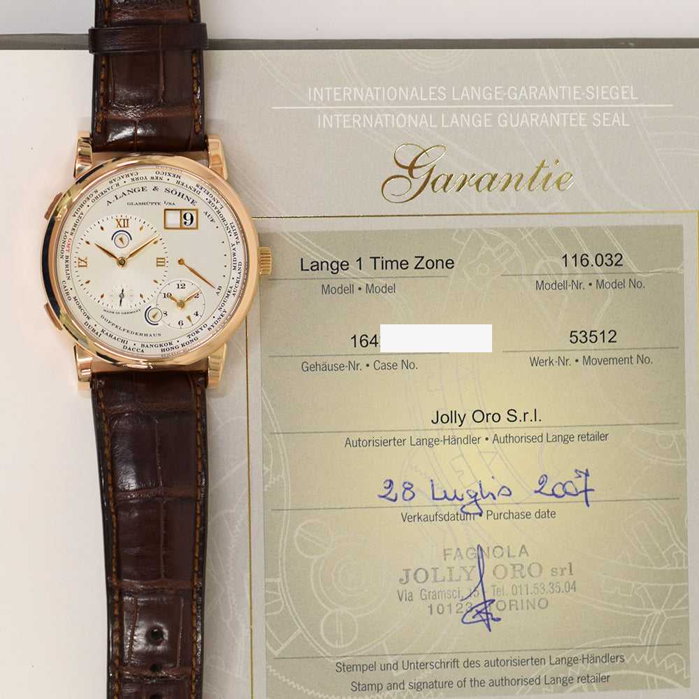 Lange 1 Time Zone 41.9mm Rose Gold Manually Winding 116.032