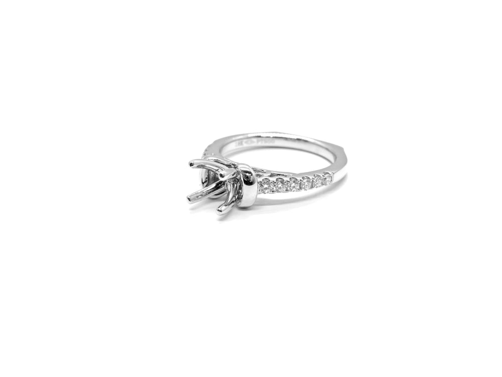 18K White Gold & Platinum Pavé Diamond Engagement Ring Setting