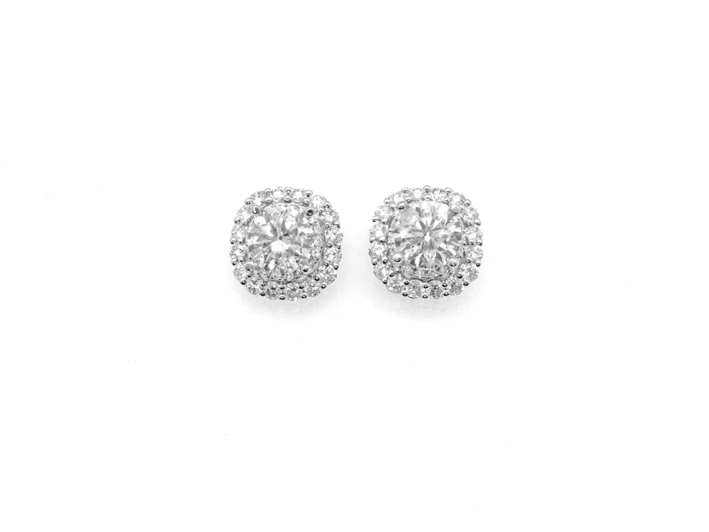 14K White Gold Diamond Halo Stud Earrings – 1.30 Carat