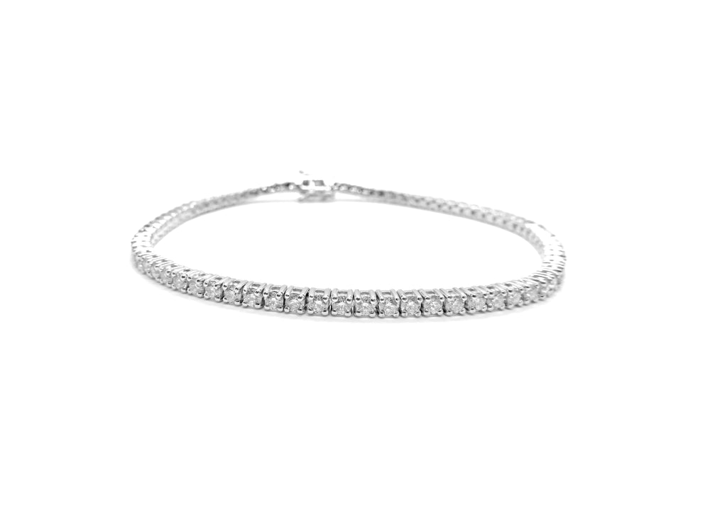 14K White Gold Diamond Tennis Bracelet 2.57 Carat Total