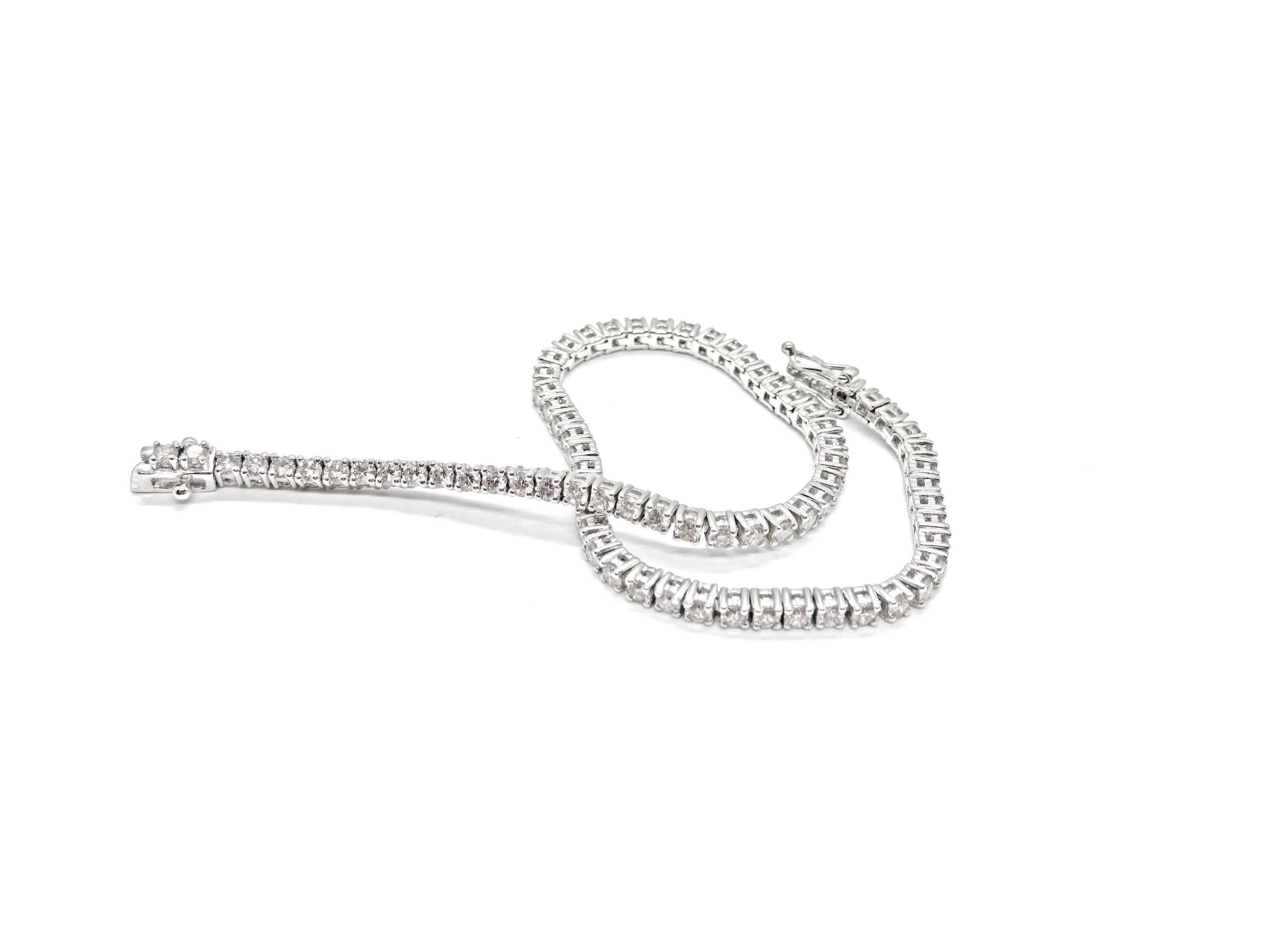 14K White Gold Diamond Tennis Bracelet 2.57 Carat Total