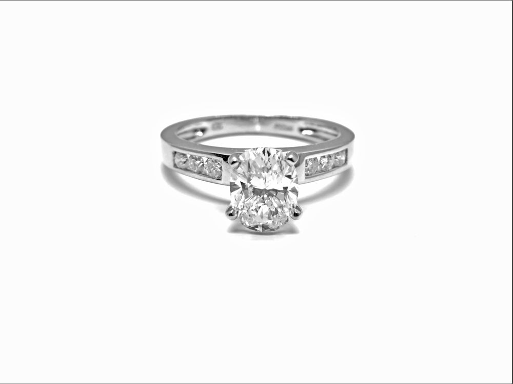 Platinum Diamond Semi-Mount Engagement Ring with Side Stone