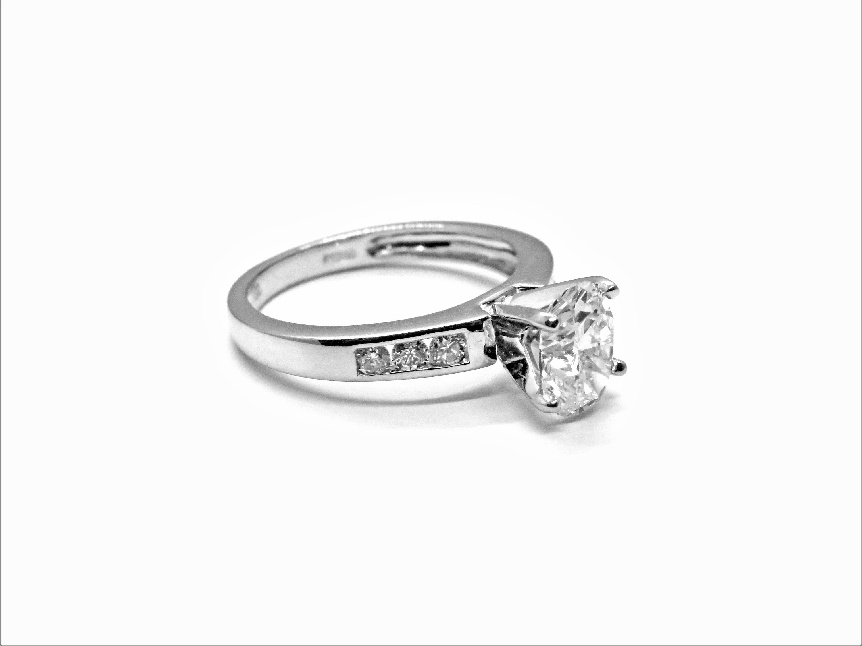 Platinum Diamond Semi-Mount Engagement Ring with Side Stone