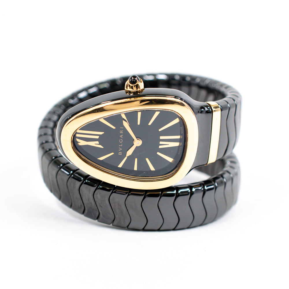 Serpenti Ladies 35mm Black Ceramic and Rose Gold Quartz 102735