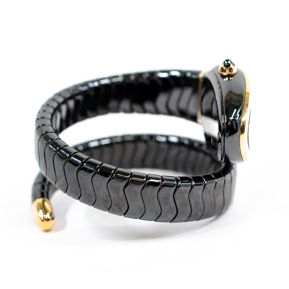 Serpenti Ladies 35mm Black Ceramic and Rose Gold Quartz 102735