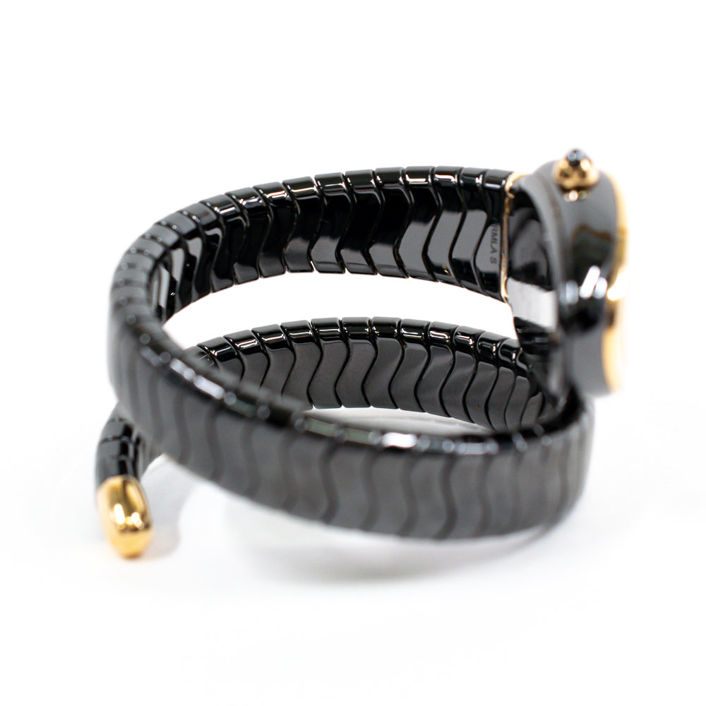 Serpenti Ladies 35mm Black Ceramic and Rose Gold Quartz 102735