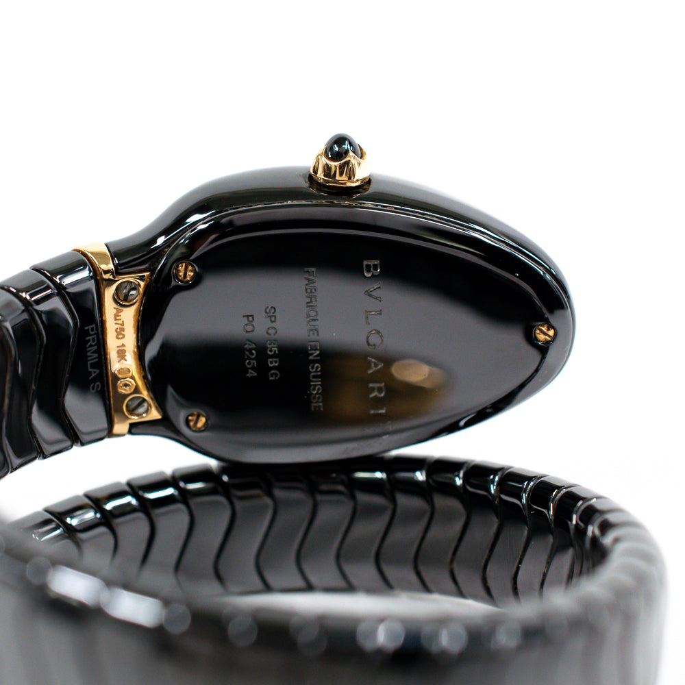 Serpenti Ladies 35mm Black Ceramic and Rose Gold Quartz 102735