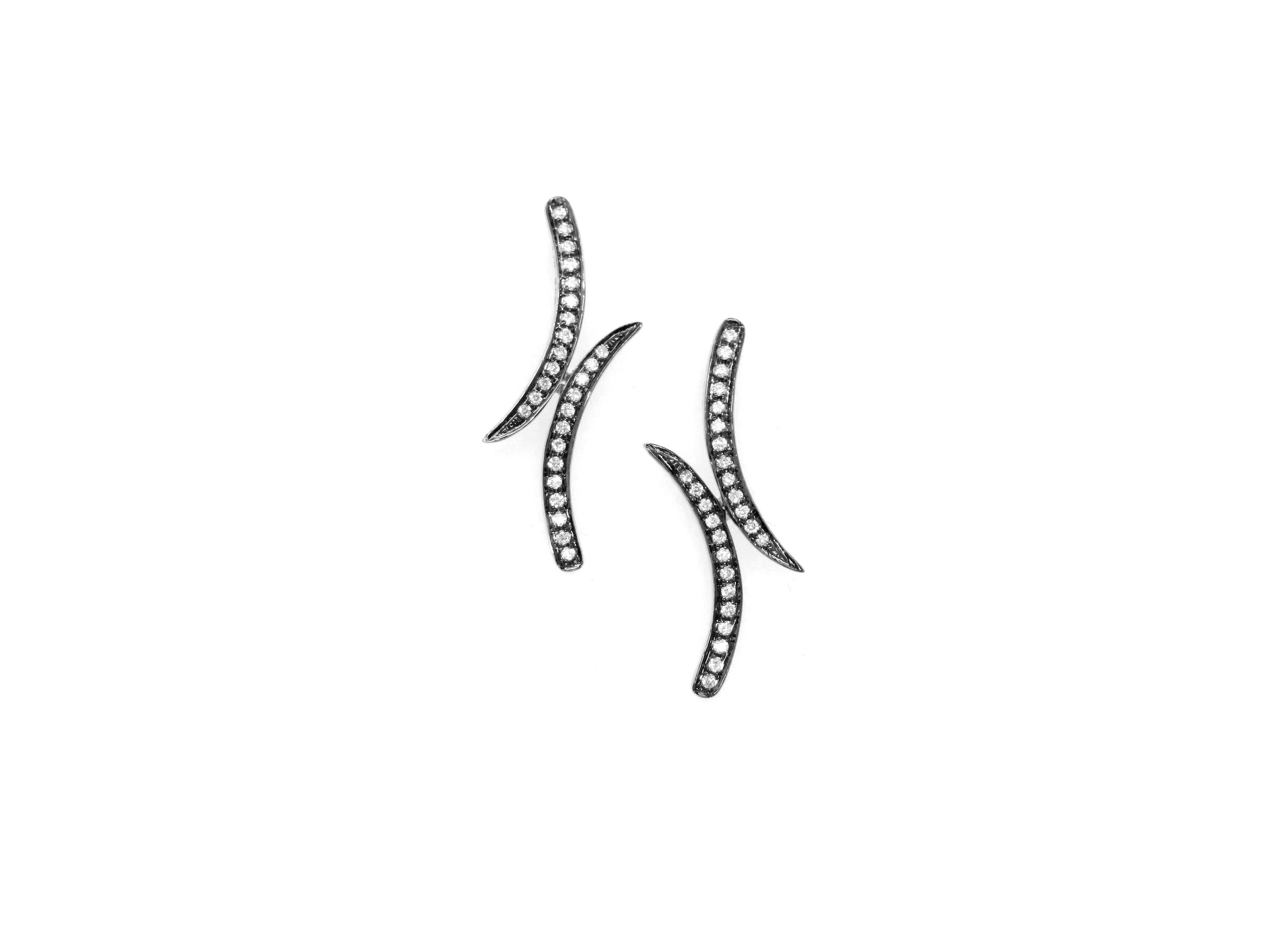 14K White Gold Diamond Bypass Climber Earrings