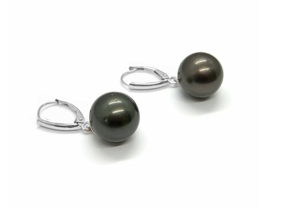 Earrings -E- 14kt wg blk south sea pear