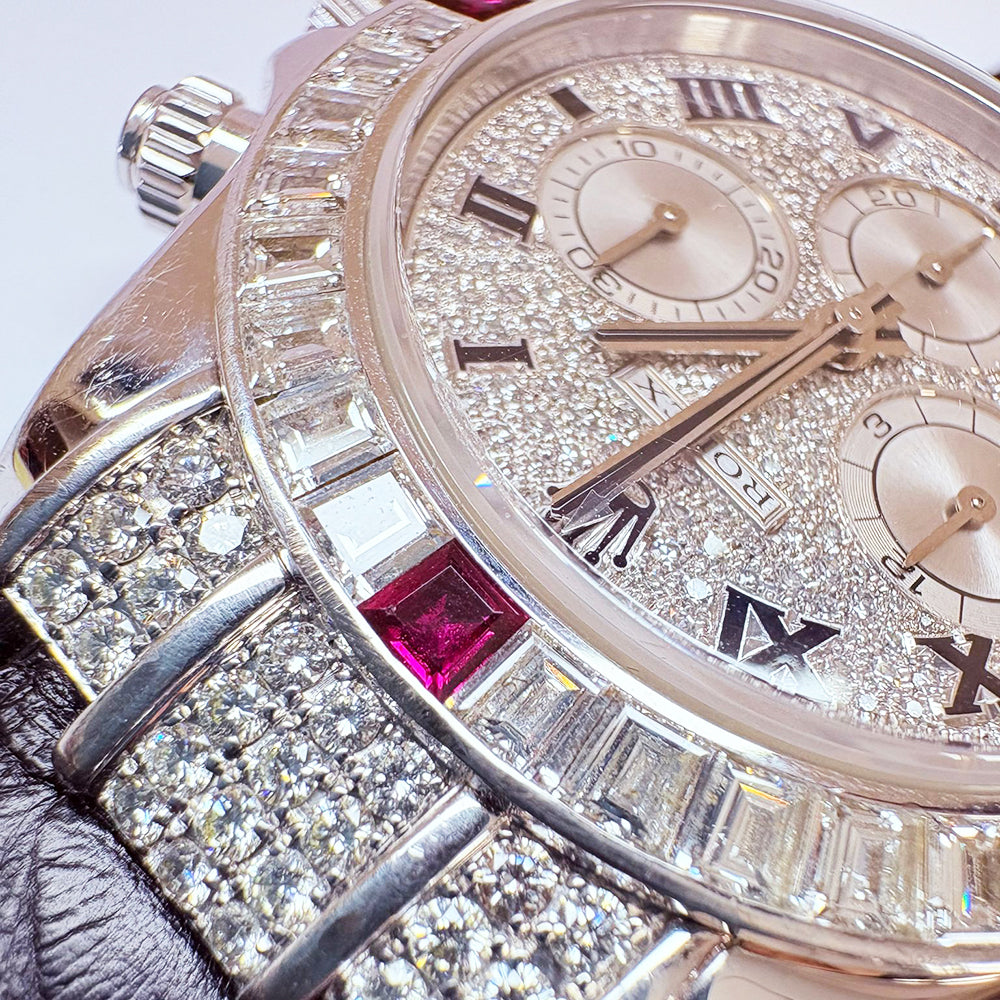 Daytona 4 Rubies + Baguette Diamonds Bezel and Diamond Lugs,White Gold 116599 4RU ZER