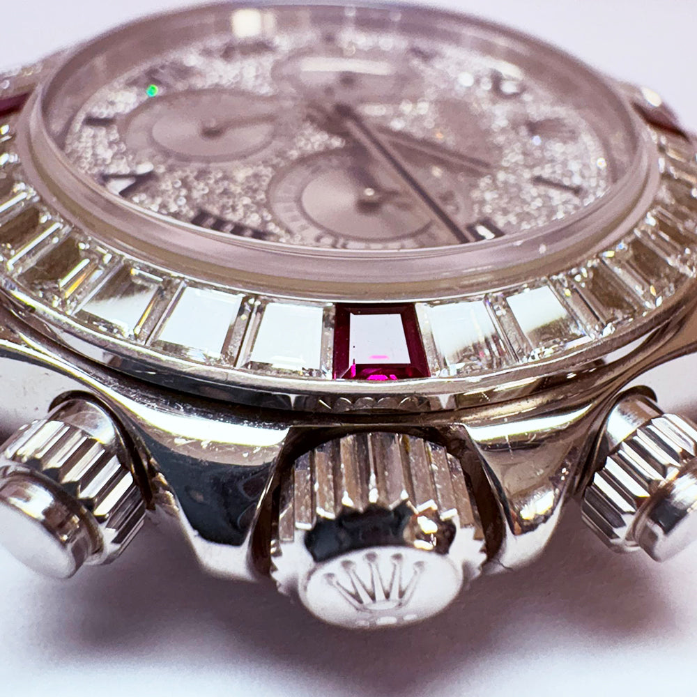 Daytona 4 Rubies + Baguette Diamonds Bezel and Diamond Lugs,White Gold 116599 4RU ZER