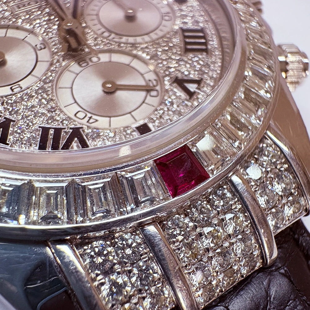 Daytona 4 Rubies + Baguette Diamonds Bezel and Diamond Lugs,White Gold 116599 4RU ZER